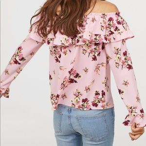 Light pink Floral Off The Shoulder blouse